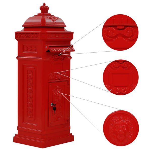 Letterboxes Pillar Letterbox Aluminium Vintage Style Rustproof