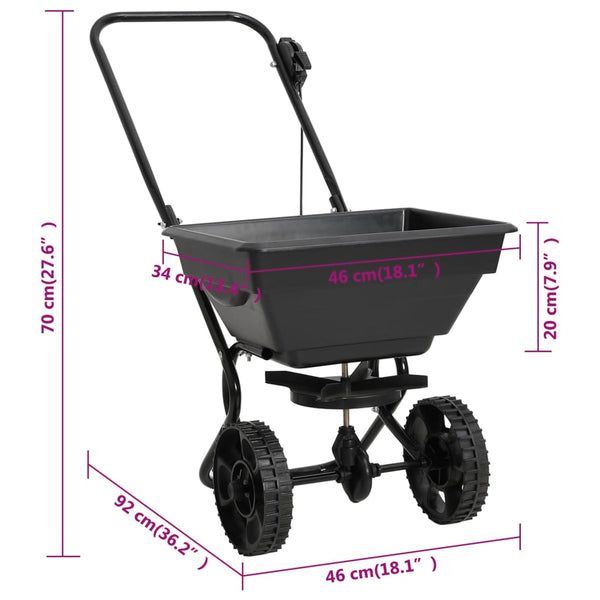 Wheelbarrows Carts Wagons Walk Behind Salt Spreader Pvc And Steel 92X46x70 Cm 15 L