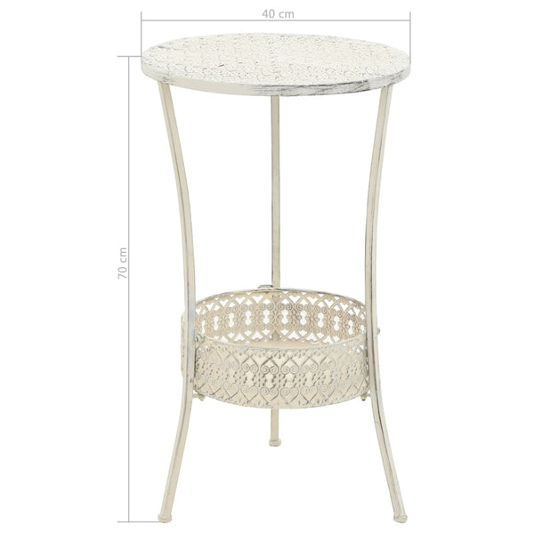 Bistro Table Vintage Style Round Metal 40X70 Cm White