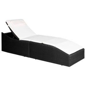 Loungers Sun Lounger With Cushion Poly Rattan Black