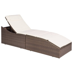 Loungers Sun Lounger With Cushion Poly Rattan Brown