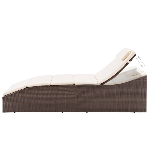 Loungers Sun Lounger With Cushion Poly Rattan Brown