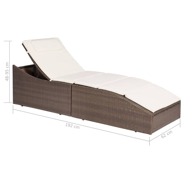 Loungers Sun Lounger With Cushion Poly Rattan Brown