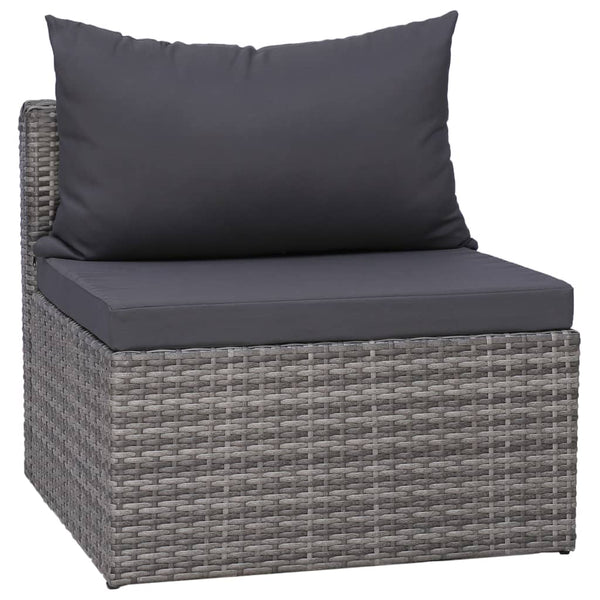 Patio Furniture Sets 3 Piece Garden Sofa Set With Cushions Grey Poly Rattan