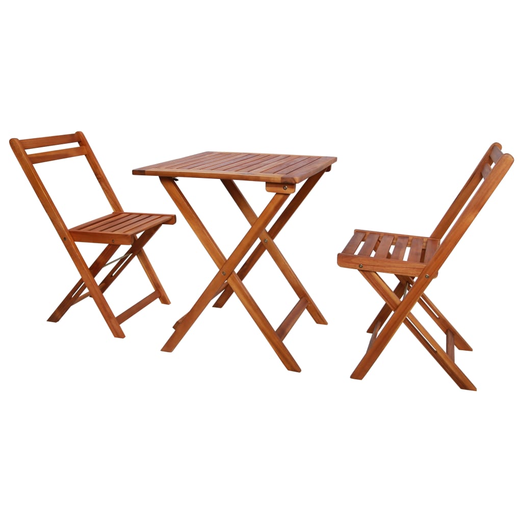 3 Piece Folding Bistro Set Solid Acacia Wood