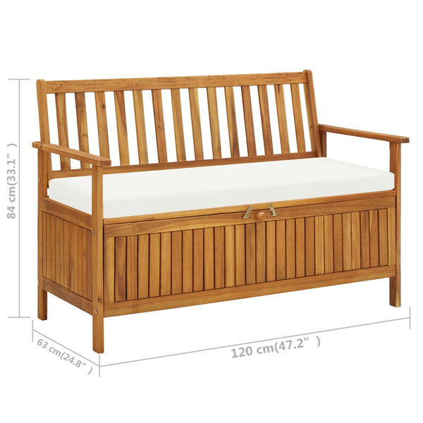 Patio Benches Garden Storage Bench Solid Acacia Wood 120X63x84 Cm