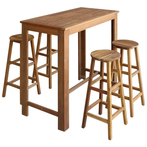 Bar Tables Bar Table And Stool Set 5 Pieces Solid Acacia Wood