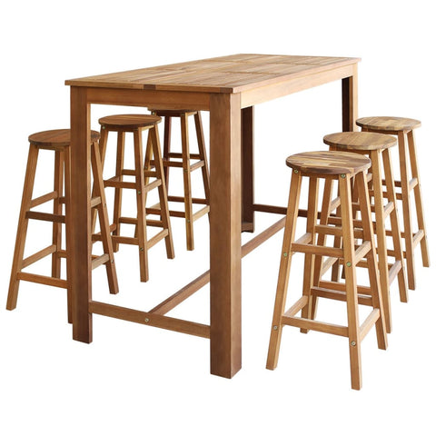 Bar Tables Bar Table And Stool Set 7 Pieces Solid Acacia Wood