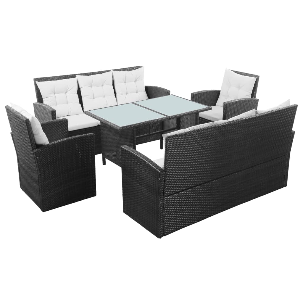 Patio Furniture Sets 5 Piece Garden Lounge Set With Cushions Poly Rattan Black