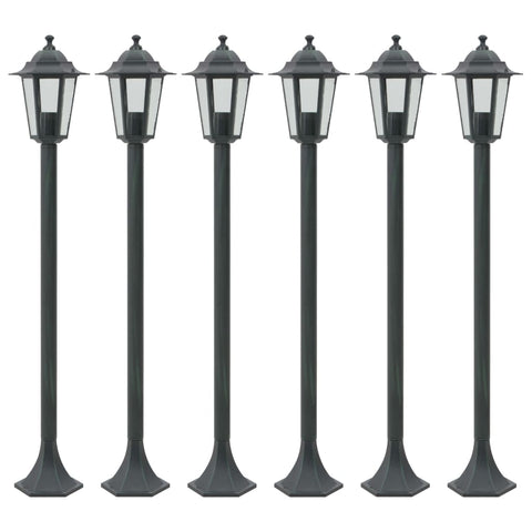 Landscape & Walkway Lights Garden Post Lights 6 Pcs E27 110 Cm Aluminium Dark Green