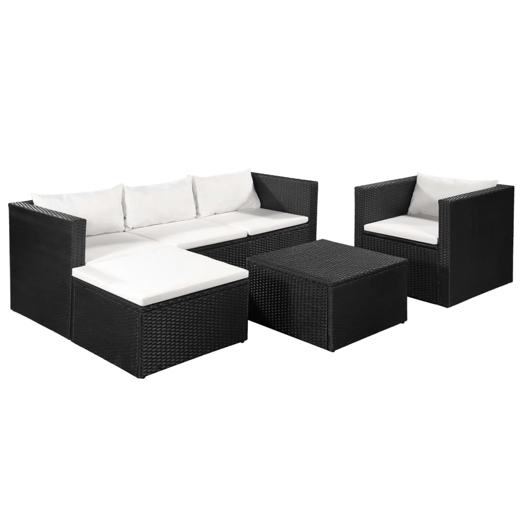 Patio Furniture Sets 4 Piece Garden Lounge Set Poly Rattan Black And White