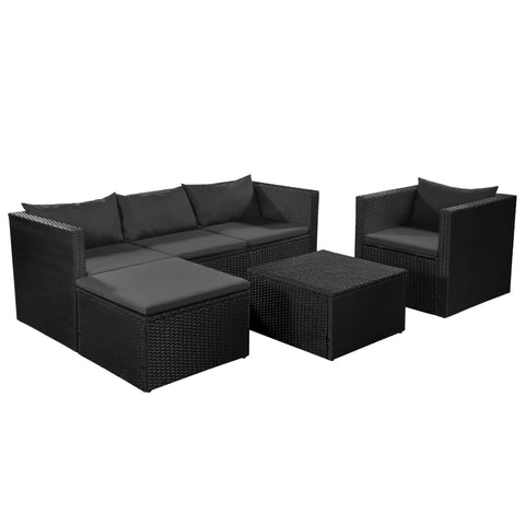 Patio Furniture Sets 4 Piece Garden Lounge Set Poly Rattan Black And Grey