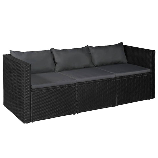 Patio Furniture Sets 4 Piece Garden Lounge Set Poly Rattan Black And Grey