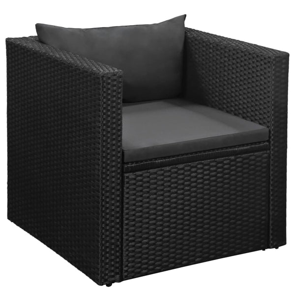 Patio Furniture Sets 4 Piece Garden Lounge Set Poly Rattan Black And Grey