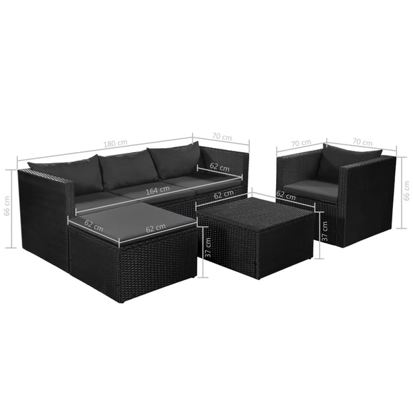 Patio Furniture Sets 4 Piece Garden Lounge Set Poly Rattan Black And Grey