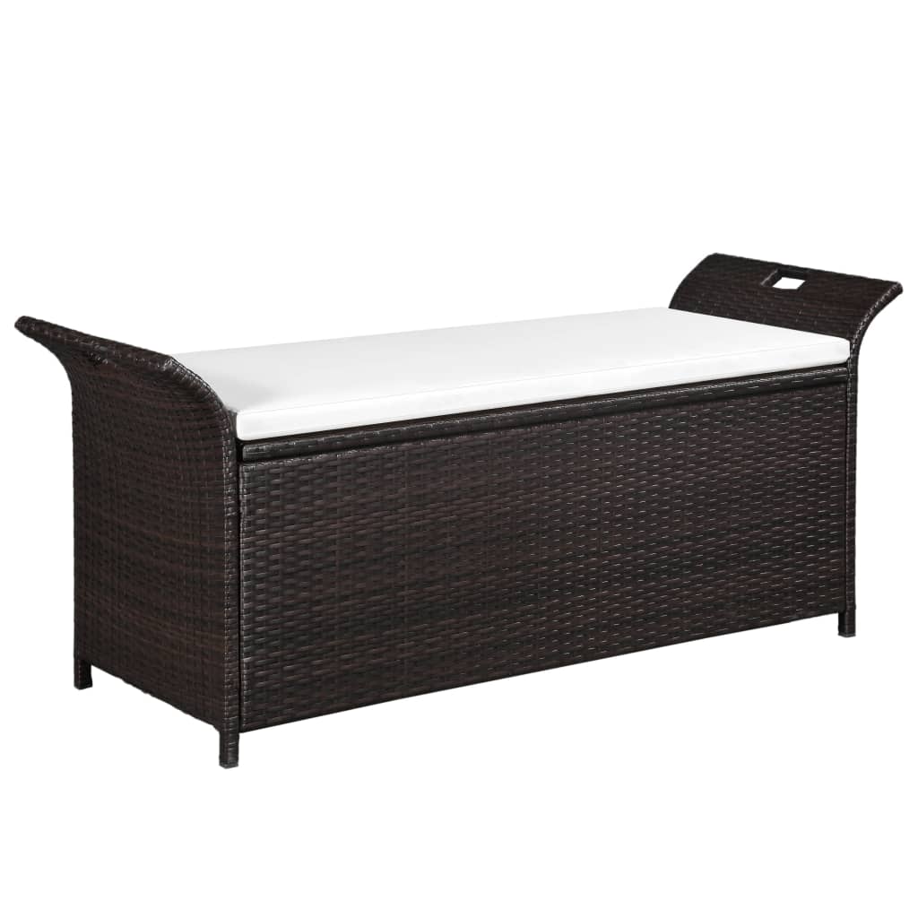 Benches Storage Bench With Cushion 138 Cm Poly Rattan Brown