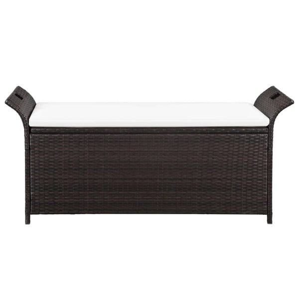 Benches Storage Bench With Cushion 138 Cm Poly Rattan Brown