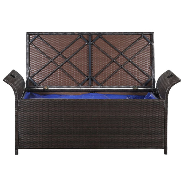 Benches Storage Bench With Cushion 138 Cm Poly Rattan Brown