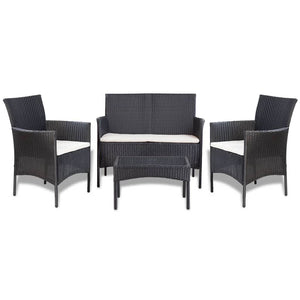 Patio Furniture Sets Garden Sofa Set 74 Pieces Poly Rattan Black And Cream White