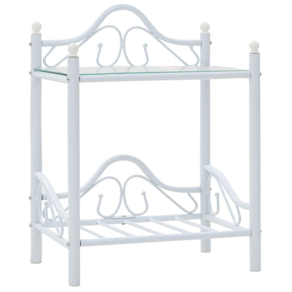 Bedside Tables 2 Pcs Steel And Tempered Glass 45X30.5X60 Cm White