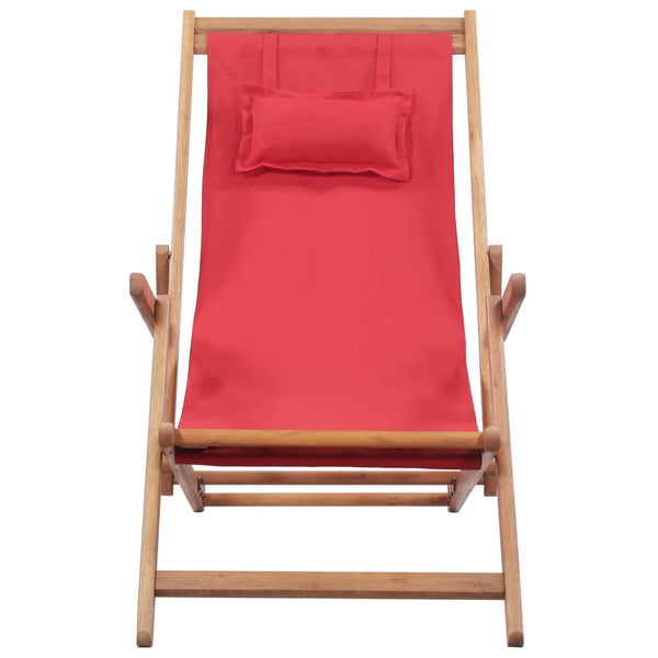 Beach Chairs Folding Beach Chair Fabric And Wooden Frame Red