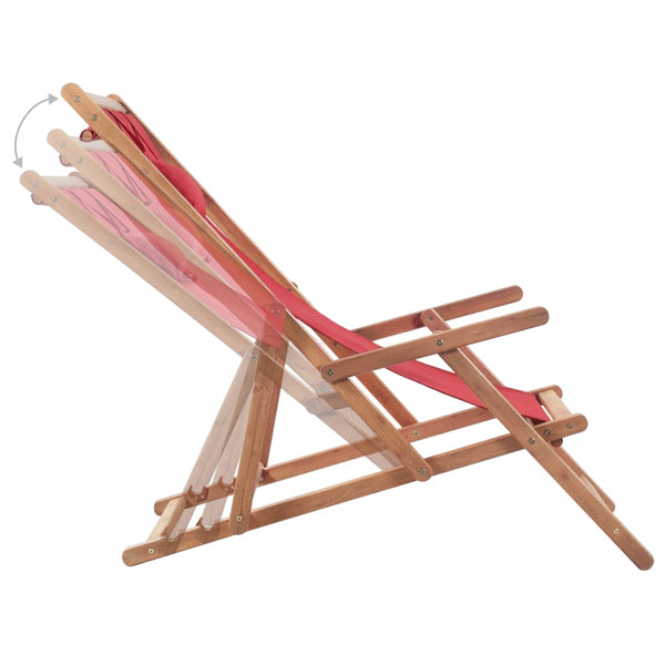 Beach Chairs Folding Beach Chair Fabric And Wooden Frame Red