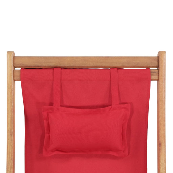 Beach Chairs Folding Beach Chair Fabric And Wooden Frame Red