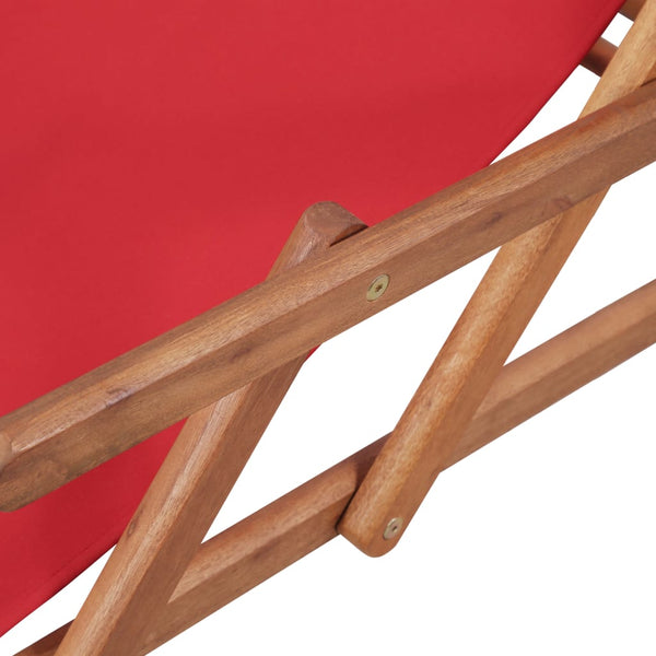 Beach Chairs Folding Beach Chair Fabric And Wooden Frame Red