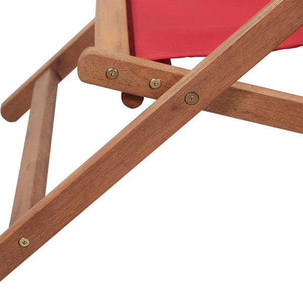 Beach Chairs Folding Beach Chair Fabric And Wooden Frame Red