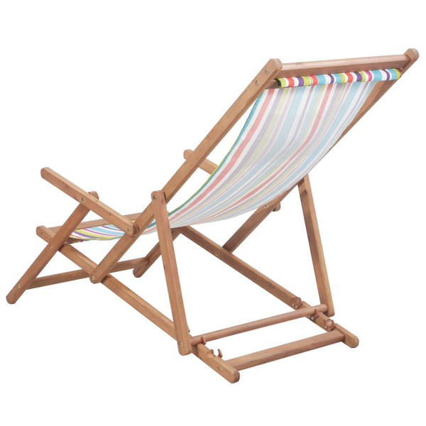 Beach Chairs Folding Beach Chair Fabric And Wooden Frame Multicolour