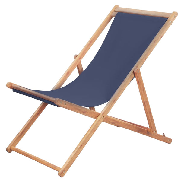 Beach Chairs Folding Beach Chair Fabric And Wooden Frame Blue