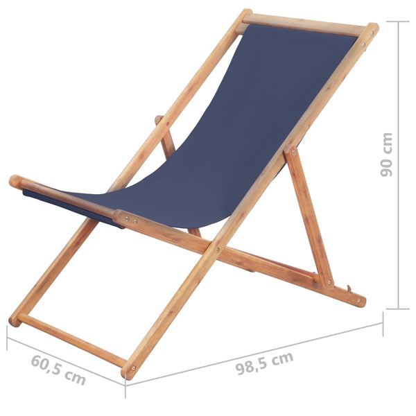 Beach Chairs Folding Beach Chair Fabric And Wooden Frame Blue