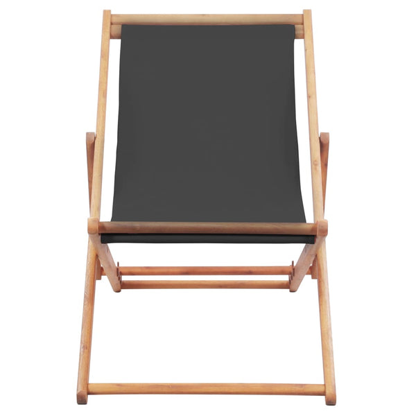 Beach Chairs Folding Beach Chair Fabric And Wooden Frame Grey