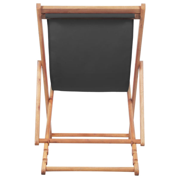 Beach Chairs Folding Beach Chair Fabric And Wooden Frame Grey