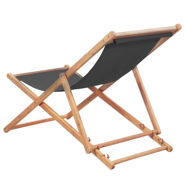 Beach Chairs Folding Beach Chair Fabric And Wooden Frame Grey