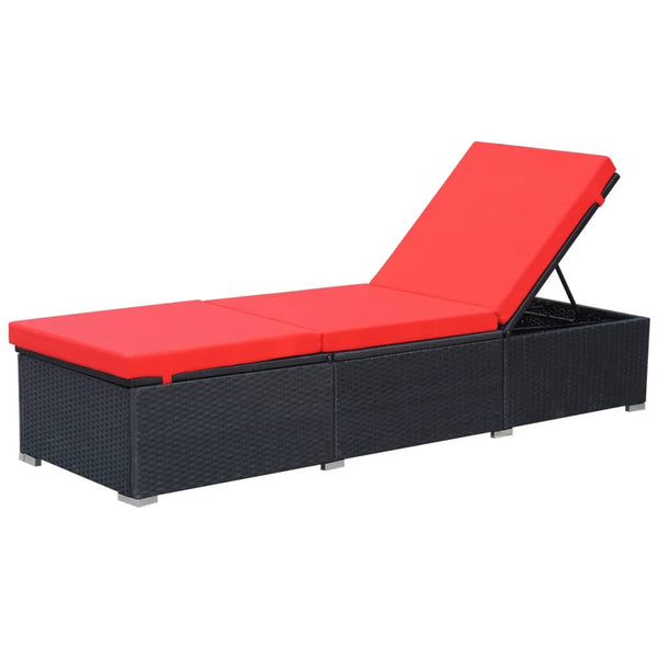 Loungers Sun Lounger With Cushion Poly Rattan Black