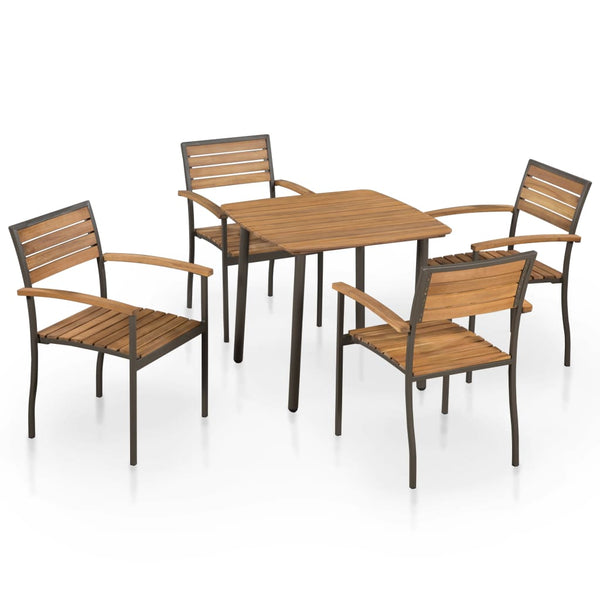 Patio Furniture Sets 5 Piece Outdoor Dining Set Solid Acacia Wood And Steel