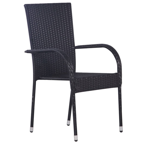 Patio Chairs Stackable Outdoor Chairs 2 Pcs Poly Rattan Black