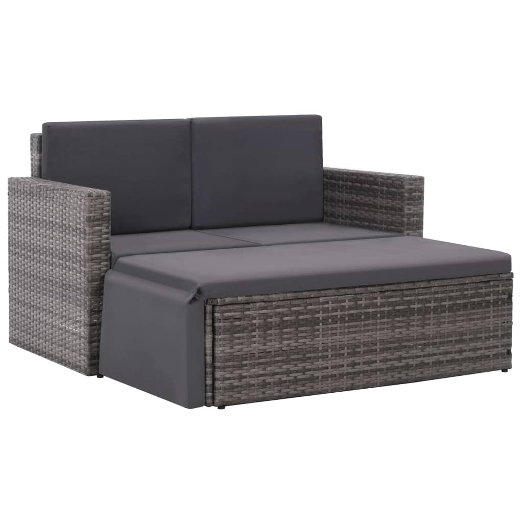 Patio Furniture Sets 2 Piece Garden Lounge Set With Cushions Poly Rattan Grey