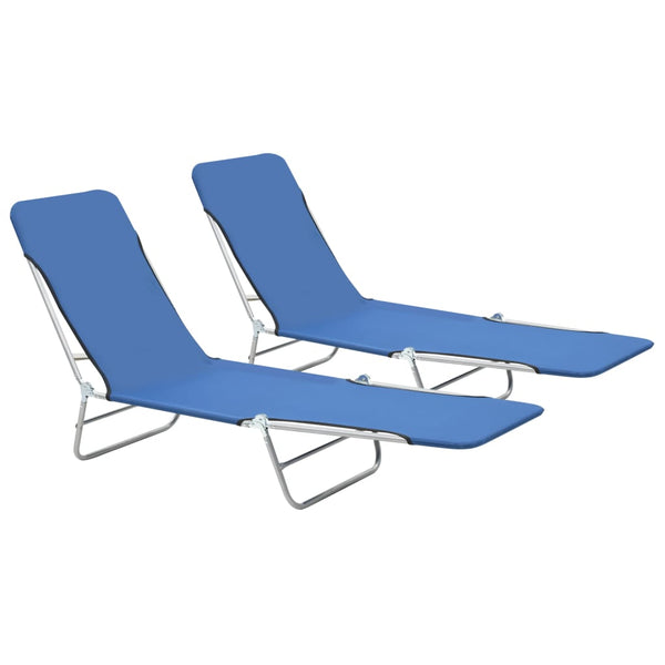 Folding Sun Loungers 2 Pcs Steel And Fabric