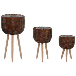 Planter 3 Pcs Wicker With Pe Lining