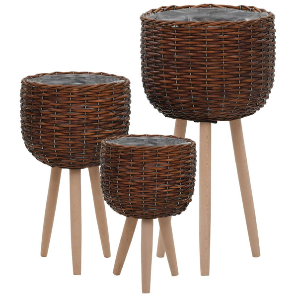 Planter 3 Pcs Wicker With Pe Lining