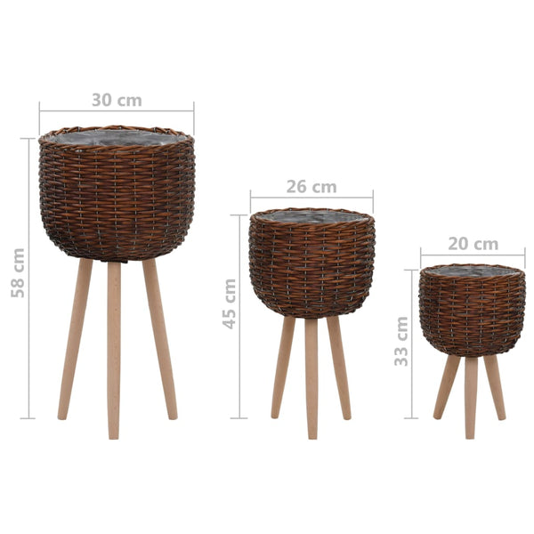 Planter 3 Pcs Wicker With Pe Lining