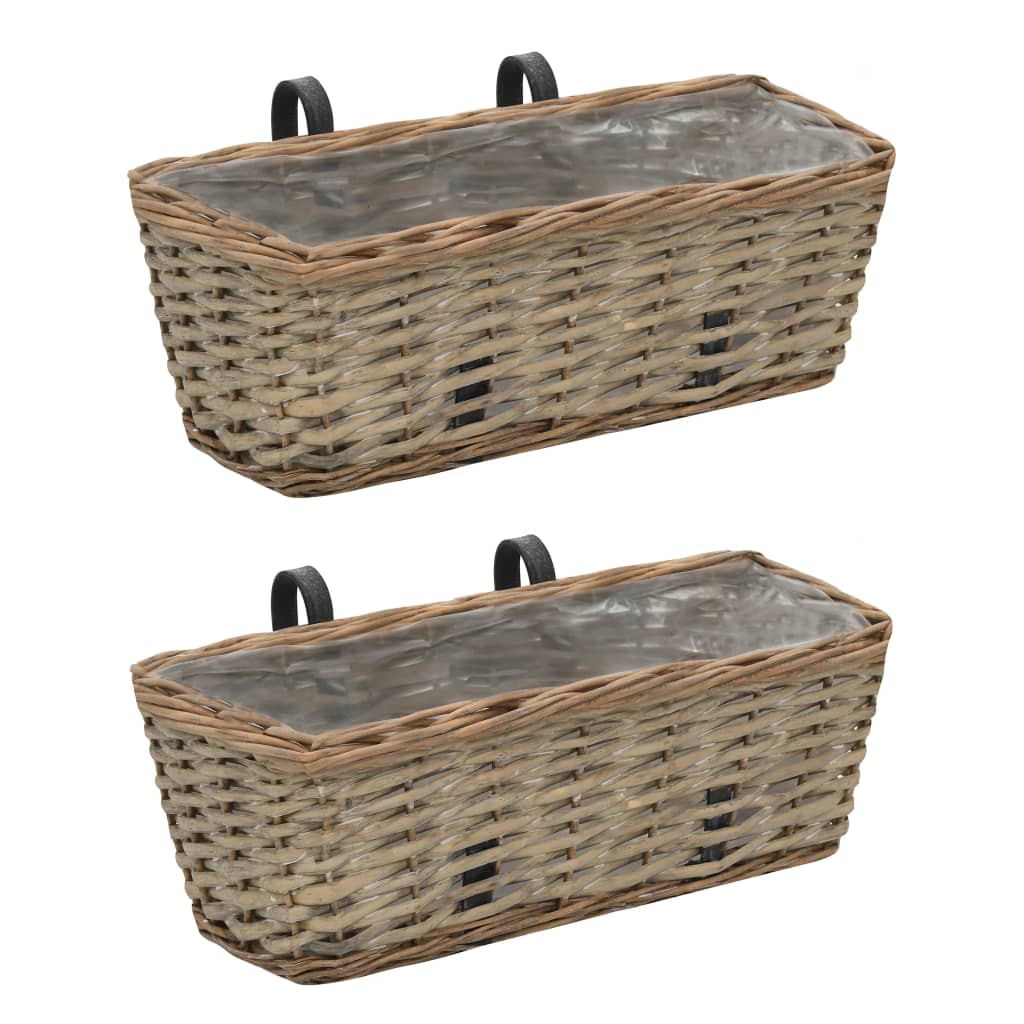 Planters & Vases Balcony Planter 2 Pcs Wicker With Pe Lining