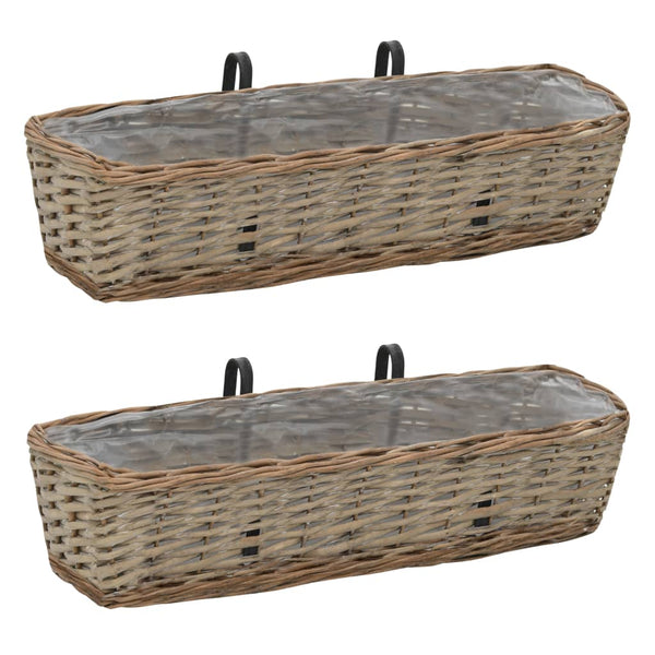 Planters & Vases Balcony Planter 2 Pcs Wicker With Pe Lining