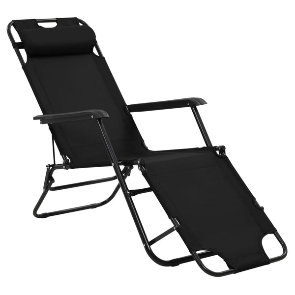 Loungers Folding Sun 2 Pcs With Footrests Steel Black