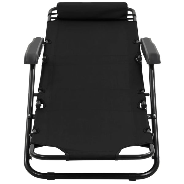 Loungers Folding Sun 2 Pcs With Footrests Steel Black