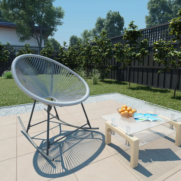 Patio Chairs Outdoor Rocking Moon Chair Grey Poly Rattan