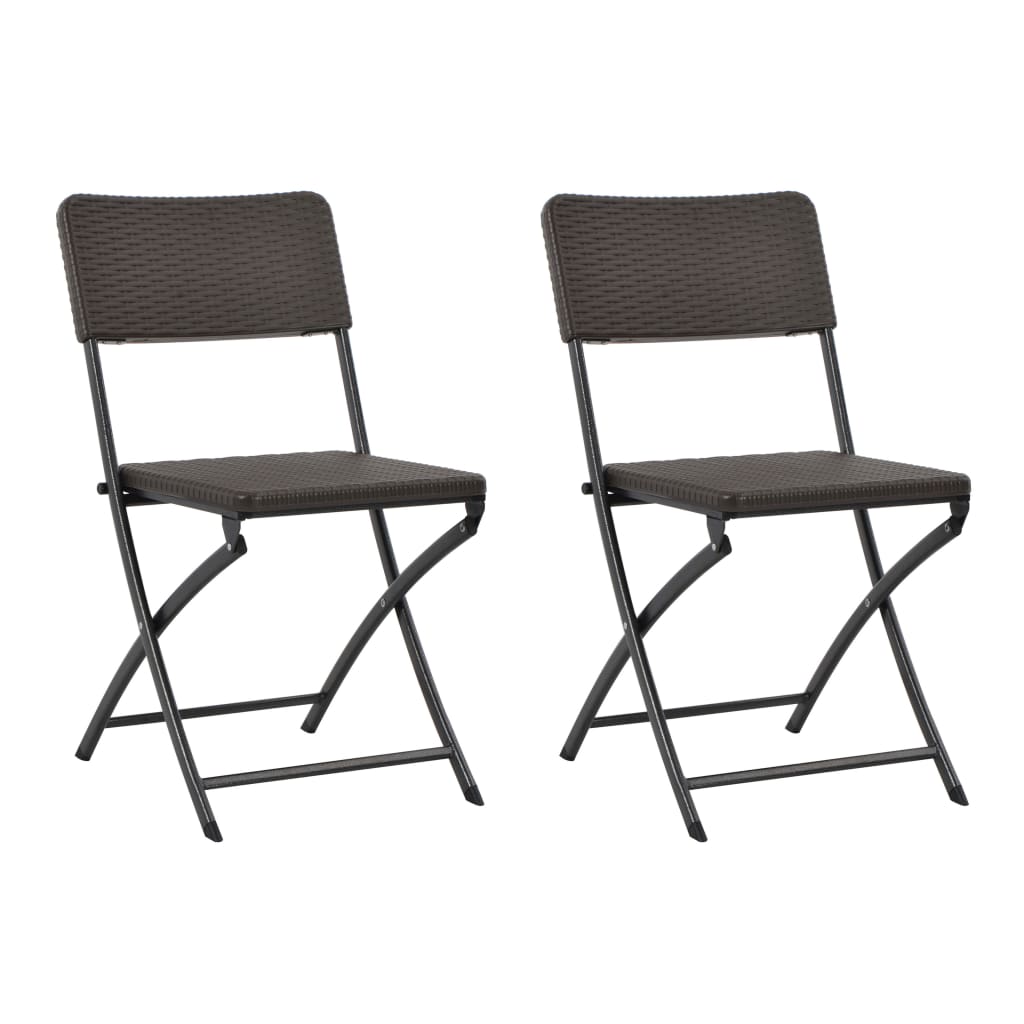 Patio Chairs Folding Garden Chairs 2 Pcs Hdpe And Steel Brown