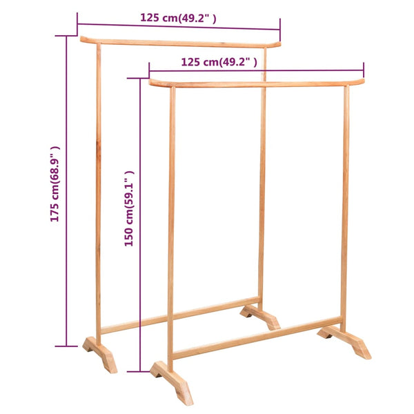 Garment Racks Clothes Racks 2 Pcs Solid Oak Wood